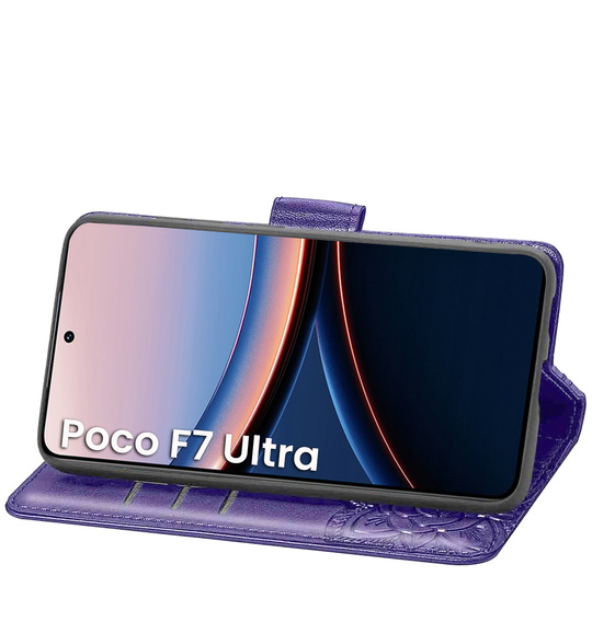Cu clapetă pentru Xiaomi Poco F7 Ultra, Butterfly, violet