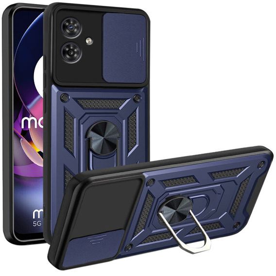 Husă blindată pentru Motorola Moto G54 5G, CamShield Slide, albastru