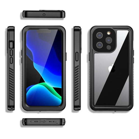 Husă impermeabilă IP68 pentru iPhone 13 Pro, negru