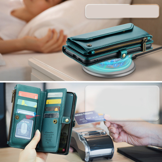 Husă din piele CASEME RFID pentru Samsung Galaxy S26 Ultra, verde