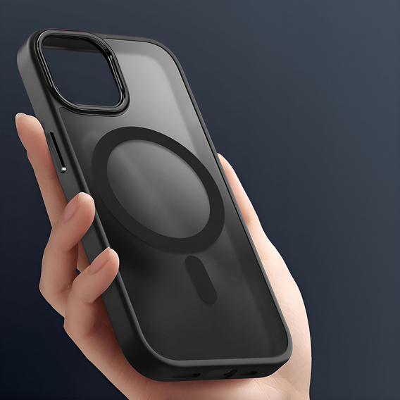 Husă pentru iPhone 16 Pro Max, pentru MagSafe, ERBORD Matt Case, transparent / negru + sticlă pentru ecran