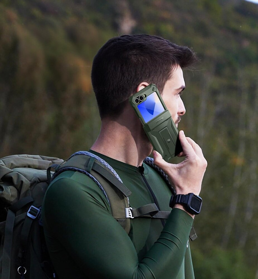 Husa blindată pentru Samsung Galaxy Z Flip7 FE / Z Flip6, Dexnor Clip Holder, verde