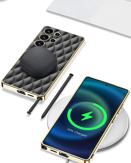 Husă pentru Samsung Galaxy S25 Ultra, Leather Rhombus, negru