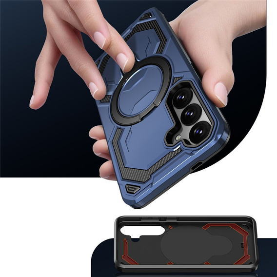 Husă magnetică cu suport pentru Samsung Galaxy A57 5G, albastră