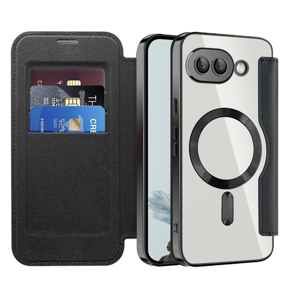 Cu clapetă pentru Google Pixel 9A, RFID Wallet MagSafe CamShield, negru