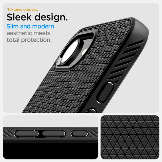Carcasa Spigen pentru iPhone 16E, Liquid Air, negru + 9H Tempered Glass