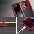 Carcasă pentru iPhone 15, blindată, cu sticlă integrată, roșu