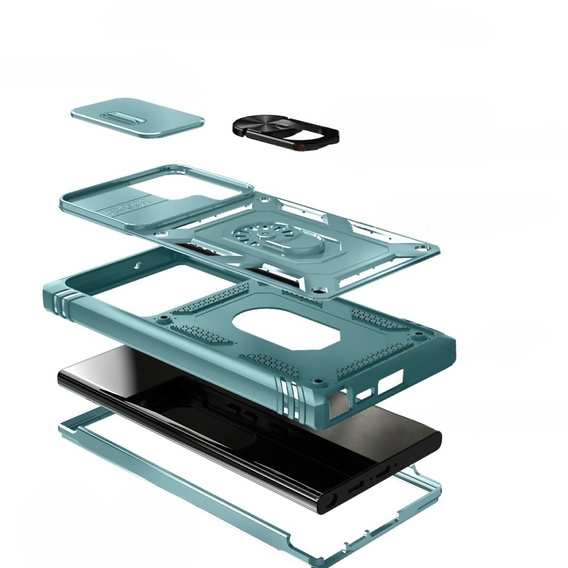 Husă blindată pentru Samsung Galaxy S23 Ultra, CamShield Slide, verde