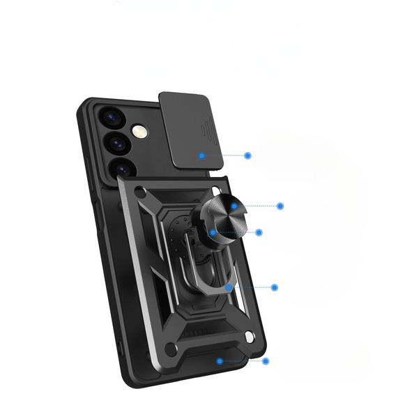 Husă blindată pentru Samsung Galaxy S24, CamShield Slide, negru