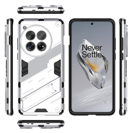 Husa pentru OnePlus 12 5G, Military kickstand, alb