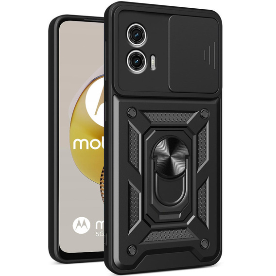 Husă blindată pentru Motorola Moto G73 5G, CamShield Slide, negru
