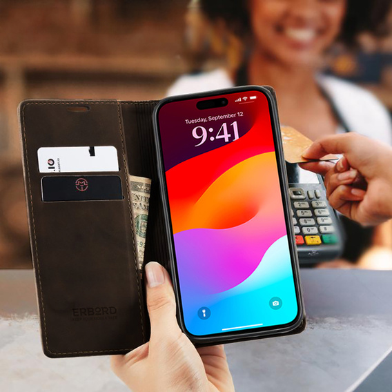 ERBORD Carcasă portofel Vintage cu clapetă pentru iPhone 17 Pro Max