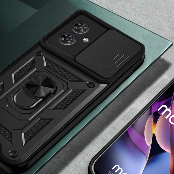 Husă blindată pentru Motorola Moto G54 5G, CamShield Slide, negru