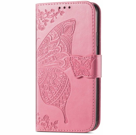 Cu clapetă pentru Xiaomi Redmi Note 12S, Butterfly, roz