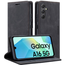 Husă pentru Samsung Galaxy A16, ERBORD Vintage, portofel cu clapetă, negru