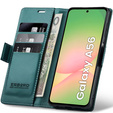 Husă pentru Samsung Galaxy A56, ERBORD Glossy Litchi, portofel cu clapetă, verde