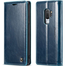Carcasă flip CASEME pentru Samsung Galaxy S9+ Plus, Waxy Textured, albastru