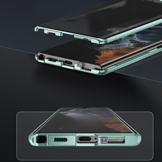 Carcasa Magnetic Dual Glass MagSafe pentru Samsung Galaxy S24 Ultra, verde