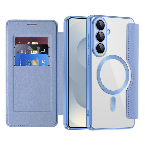 Husă RFID Wallet MagSafe Flip cu protecție pentru cameră pentru Samsung Galaxy S26 Plus, albastră
