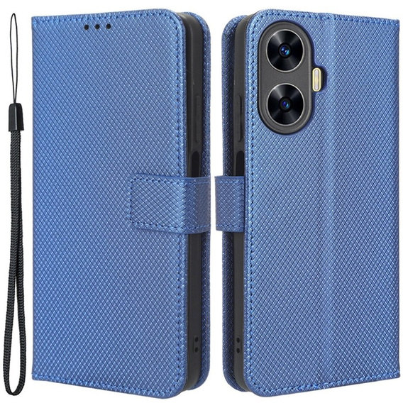 Cu clapetă pentru Realme C55, Wallet, Smart Magnet, albastru