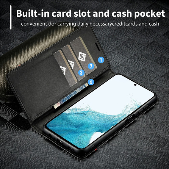 Carcasă cu clapetă pentru Samsung Galaxy S25 FE, Carbon LC.IMEEKE, negru