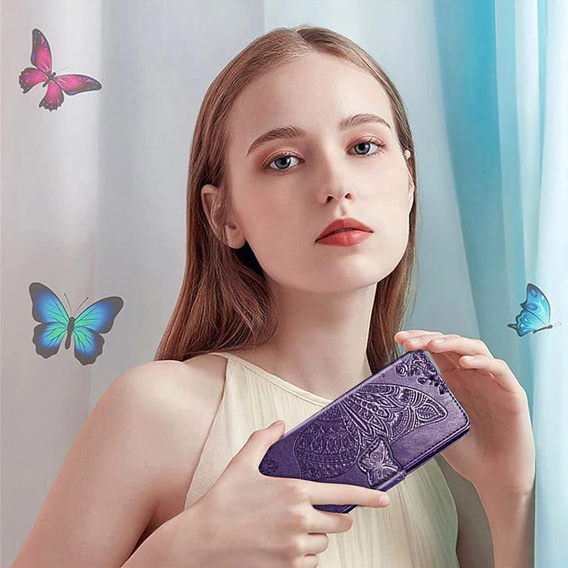 Cu clapetă pentru Motorola Edge 60 / 60 Fusion, Butterfly, violet