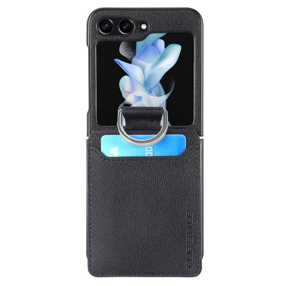 Carcasă pentru Samsung Galaxy Z Flip7 FE / Z Flip6, Card Slot Ring Case, negru