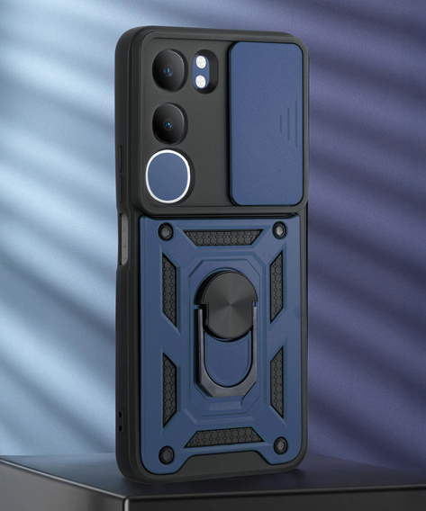 Husă blindată pentru Vivo Y19s, CamShield Slide, albastru