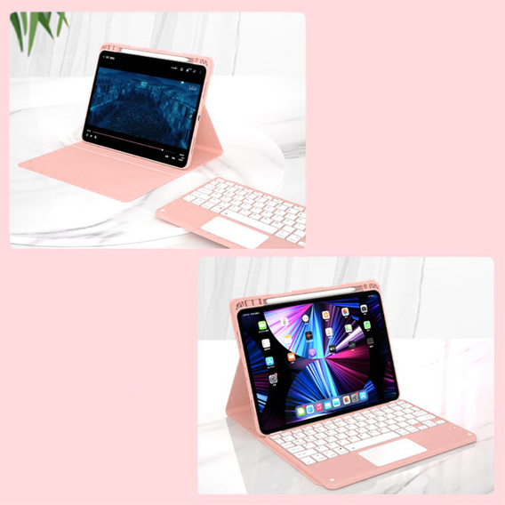 Carcasă + tastatură iPad Air 10.9 4 2020 / 5 2022, Touchpad, roz rose gold