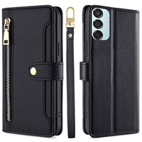 Cu clapetă pentru Samsung Galaxy M15 5G, Wallet Zipper Pocket, negru