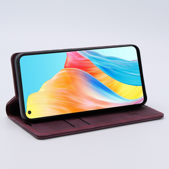 Husă pentru Oppo A78 4G, ERBORD Vintage, portofel cu clapetă, roșu