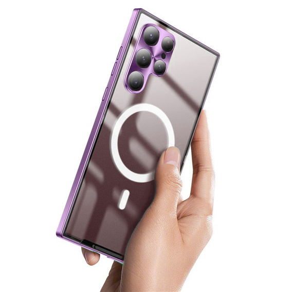 Carcasă de protecție pentru camera foto pentru Samsung Galaxy S22 Ultra, CamShield MagSafe, transparent / violet