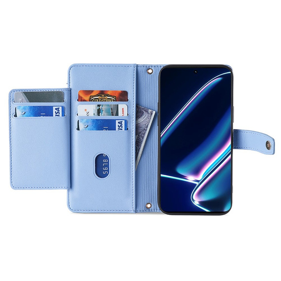 Cu clapetă pentru Realme 11 Pro 5G / Pro+ 5G, Wallet Zipper Pocket, albastru