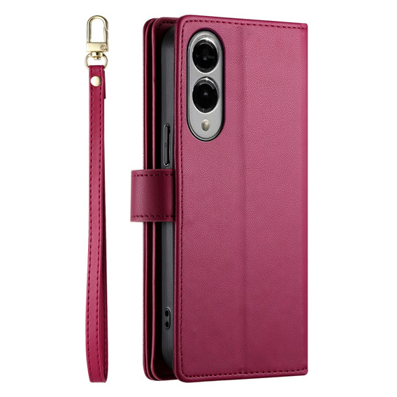 Cu clapetă pentru Samsung Galaxy S25 Edge, Wallet Zipper Pocket, roșu