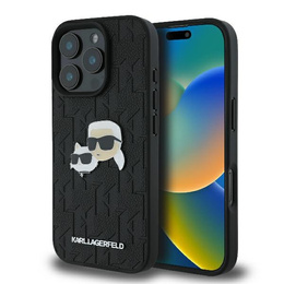 Husă rigidă Karl Lagerfeld Monogram Karl & Choupette Head Pin pentru iPhone 16 Pro