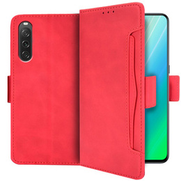 Cu clapetă pentru Sony Xperia 10 V, Card Slot, roșu