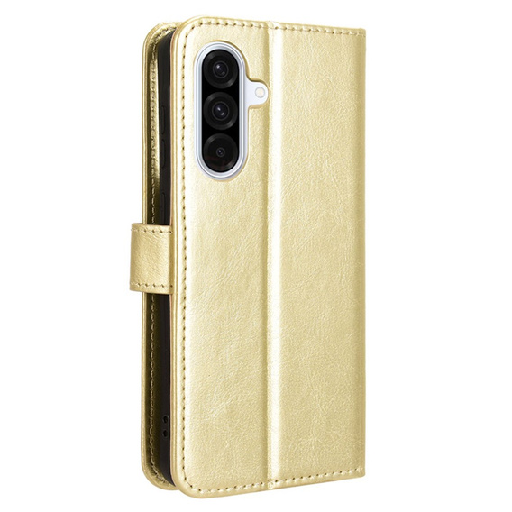 Cu clapetă pentru Samsung Galaxy A56, Crazy Horse Wallet, de aur