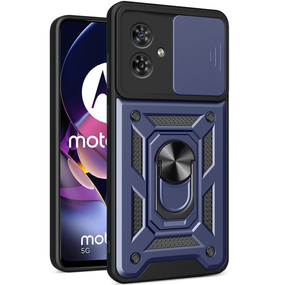 Husă blindată pentru Motorola Moto G54 5G, CamShield Slide, albastru