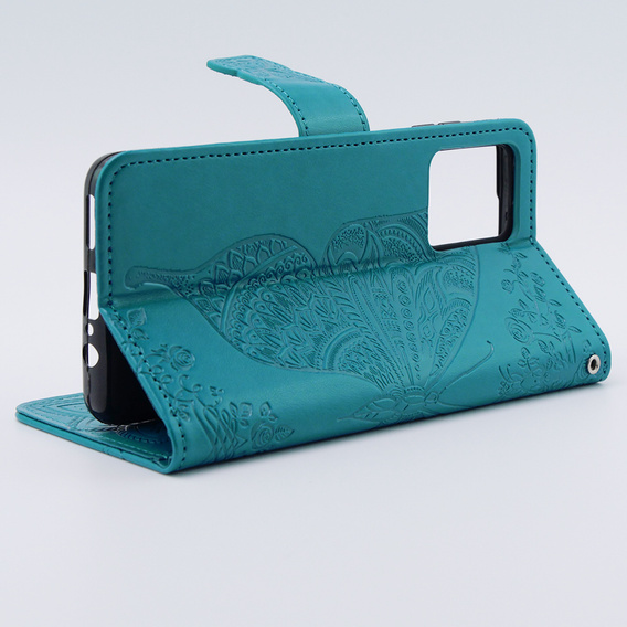 Cu clapetă pentru Motorola Moto G54 5G, Butterfly, albastru