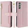 Cu clapetă pentru Samsung Galaxy M34, Wallet Zipper Pocket, roz
