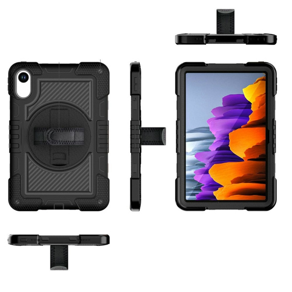 Husă blindată pentru Xiaomi Redmi Pad 2, cu suport și curea pentru umăr – negru