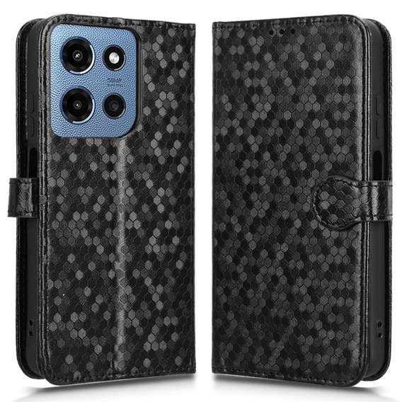 Husa cu clapetă pentru Motorola Moto G86 5G, Wallet Rhombus, negru