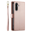 Cu clapetă pentru Samsung Galaxy A56 5G, Wallet Zipper Pocket, roz
