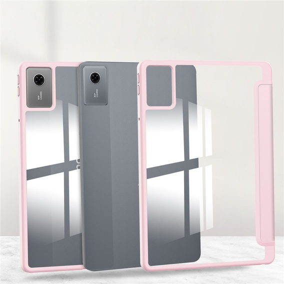 Husă pentru Lenovo Idea Tab 11" / Tab K11 11" (2 gen.), cu spate transparent și suport pentru stylus, roz