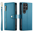 Cu clapetă pentru Samsung Galaxy S25 Ultra, Wallet Zipper Pocket, albastru