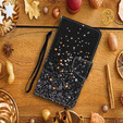 Cu clapetă pentru Xiaomi Redmi 13C / Poco C65, Wallet, Stars, negru