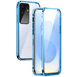 Husa pentru Samsung Galaxy S25+ Plus, Magnetic Dual Glass, albastru