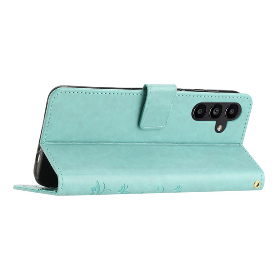 Cu clapetă pentru Samsung Galaxy A14 4G/5G, Mandala Flower, verde