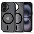 Husă pentru iPhone 16, pentru MagSafe, ERBORD Matt Case, transparent / negru + sticlă pentru ecran