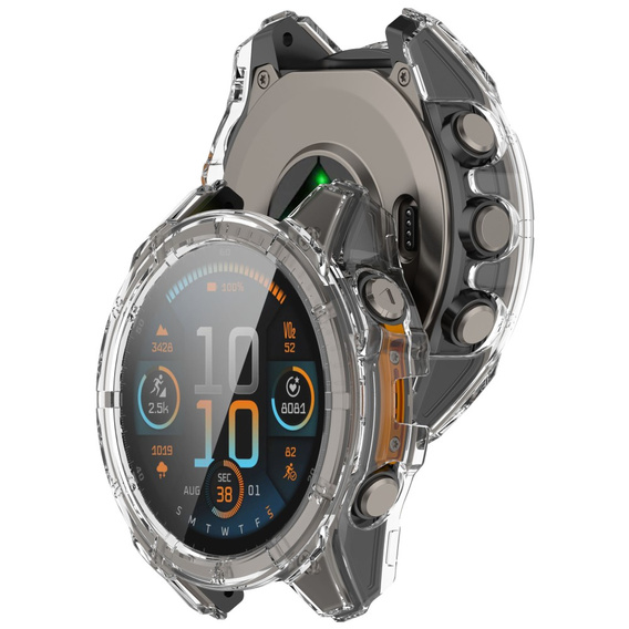 Carcasă 2in1 + sticlă călită pentru Garmin Fenix 8 47mm, transparentă